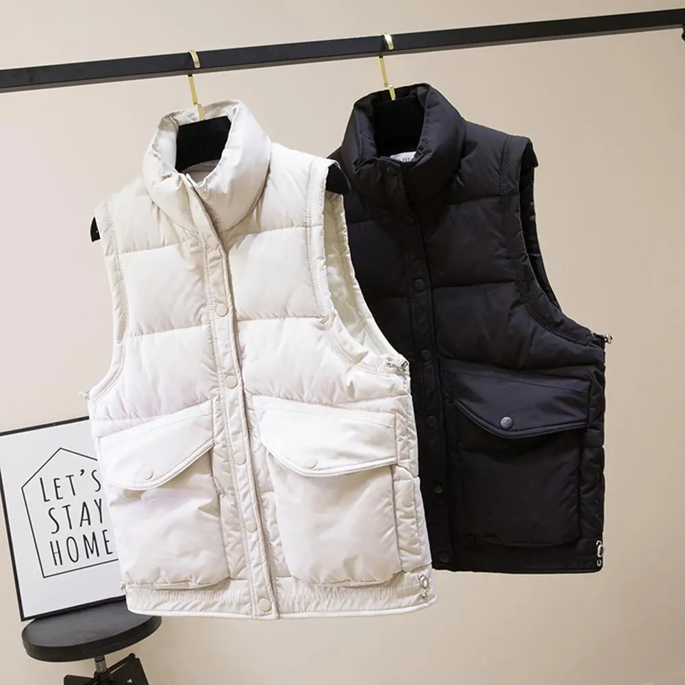 PinkyIsBlack Autumn Winter Women Vest Mandarin Collar Sleeveless Short Coat Women Jacket Waistcoat Female Chalecos Para Mujer