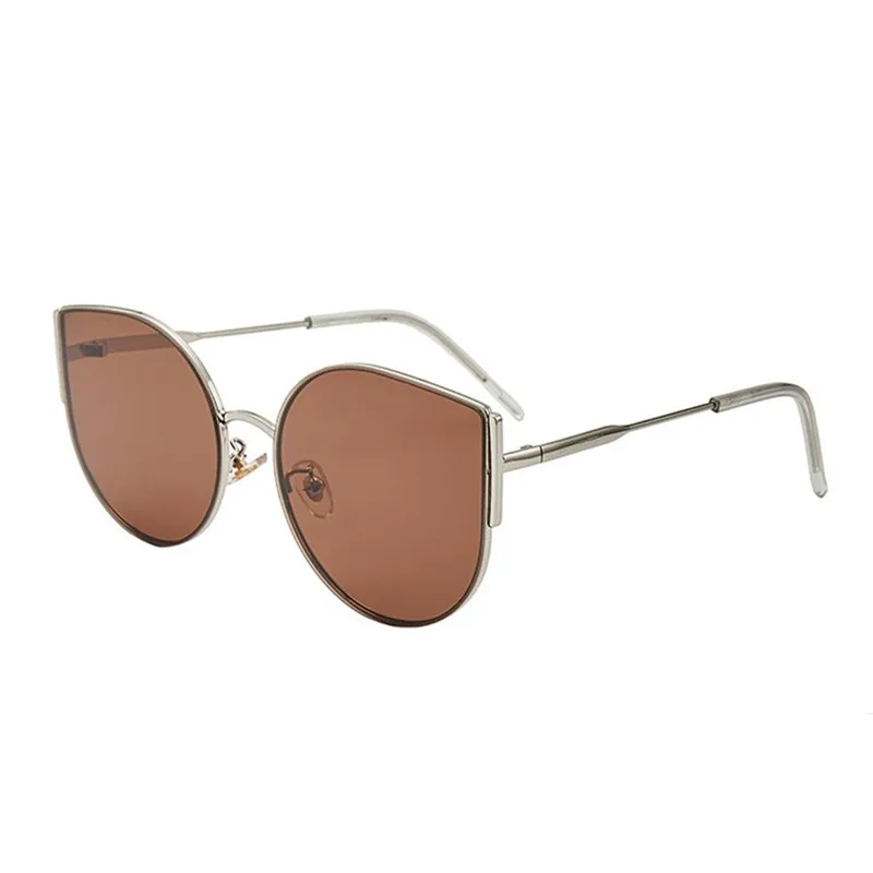 Новые солнцезащитные очки "кошачий глаз", очки для вождения, Ретро стиль, модные, оправа, треугольник, UV400, металлические очки, мужские, женские солнцезащитные очки - Название цвета: Coffee