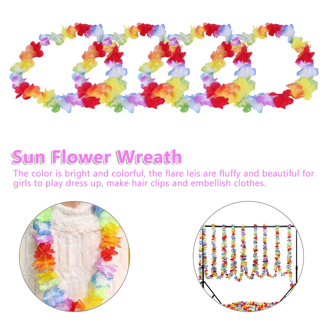 

Party Supplies Beach Fun Wreath DIY Gift Wedding Decorations 100pcs Hawaiian Garland Artificial Necklace Hawaii Flowers