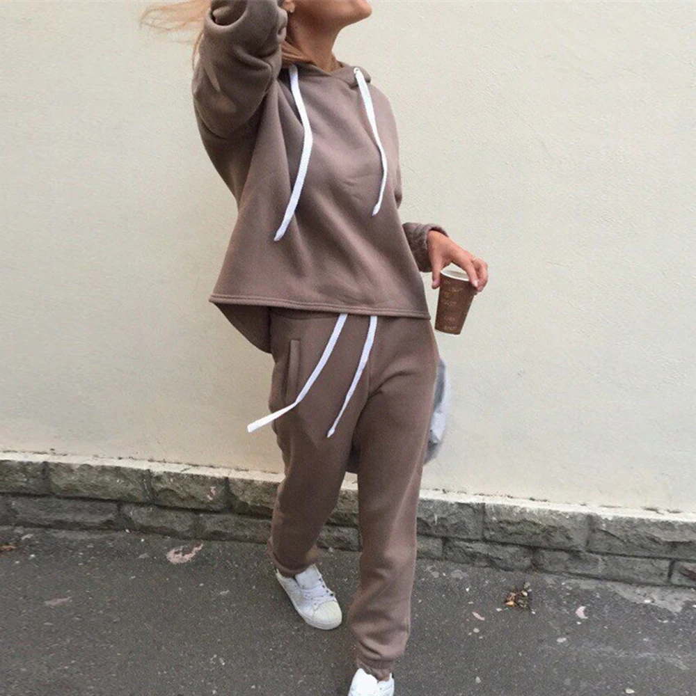 

NIBESSER 2019 New Arrival Spring Autumn Women's Tracksuit Long Sleeve Fashion Hooded Sweatshirt 2 Piece Set Casual Sport Suit