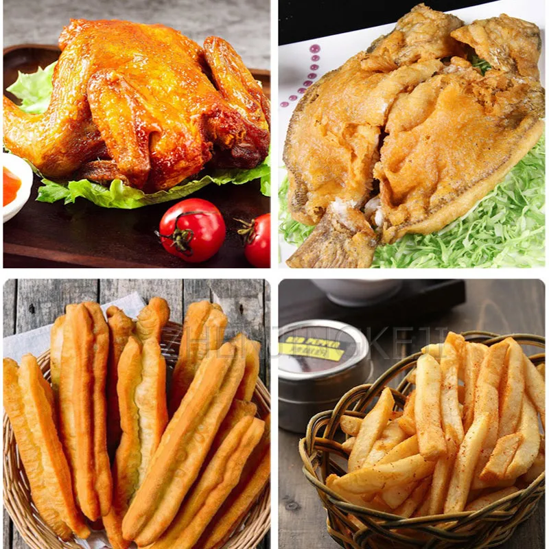 Electric Fryer Fried Chicken Fish Fritters French Fries Fully Automatic Commercial 20L Large Capacity 4800W Stainless Steel 220V 6