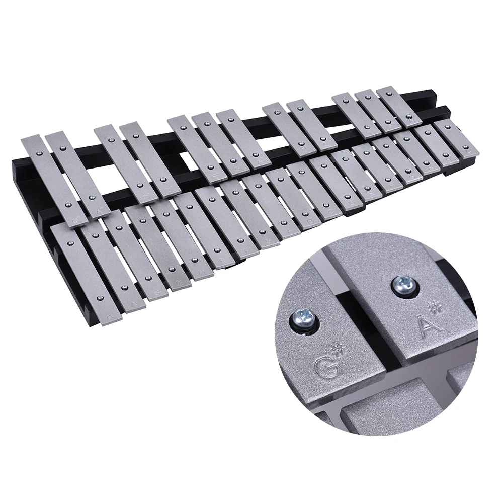 Foldable 30 Note Glockenspiel Xylophone Wooden Frame Aluminum Bars Educational Percussion Musical Instrument Gift