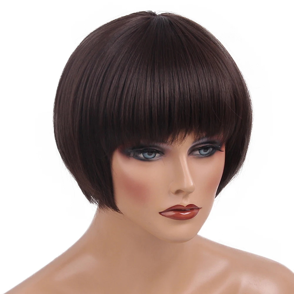Inhaircube 6 "темно-коричневый женский парик из синтетических волос короткие прямые