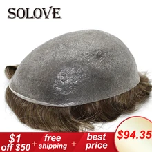 Человеческие волосы Для мужчин s накладки из искусственных волос 8x10 дюймов заменить Для мужчин t системы ручной работы парик тонкой кожи 0,08-0,1 мм натуральный Волосы remy для Для мужчин