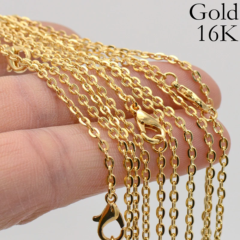 Wholesale 16-30inch 5PCS 18K Yellow GOLD Filled Rolo CHAIN NECKLACES For Pendant 