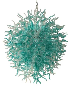 

Indoor Glass Crystal Chandelier Lighting Tiffany Blue Transparent Wholesale Lobby Entrance Murano Glass Hanging Chandeliers