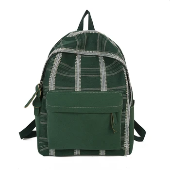 

Cute Canvas Backpack Female Plaid Color Nylon Backpack Design For Girls Casual Travel School Bag Personality Mochila Mujer