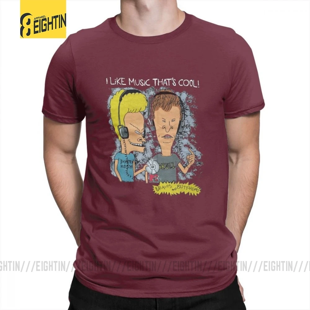 Beavis And Butthead футболки из хлопка с коротким рукавом футболки Awesome MensT модные футболки с круглым вырезом Большие размеры забавные - Цвет: Burgundy