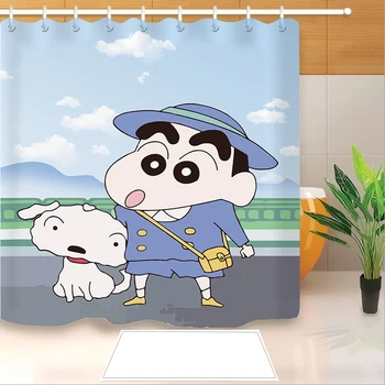 

Popular Anime Crayon Shin-chan 3D Printed Shower Curtain Polyester Fabric Bathroom Curtain Waterproof Hook Bath Curtain 01