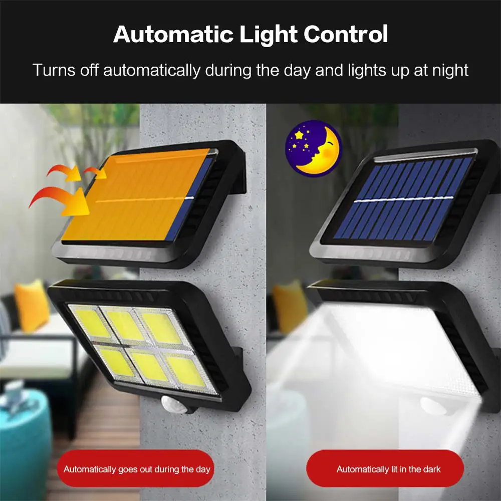 

BRELONG Solar COB Wall Light Split Body Sensor 120LEDs Courtyard Home Outdoor Garden Villa