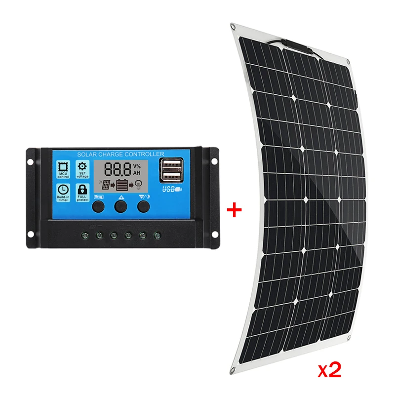 Kaufen 300W Solar Panel 18V Semi flexible Monokristalline Solarzelle DIY Kabel Wasserdichte Outdoor Batterie Ladegerät + 40A conrtoller