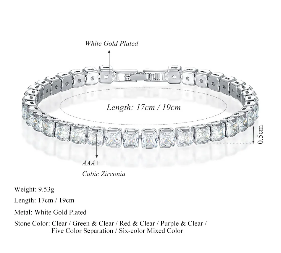 4mm Cubic Zirconia Tennis Bracelets For Women Men Luxury Silver Color CZ Bracelet Charm Jewelry - Image 6