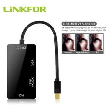 LiNKFOR Mini для Displayport Thunderbolt к HDMI DVI VGA кабель Адаптер DP V1.2 4K x 2K HDMI 1080p DVI 1920x1080 VGA конвертер