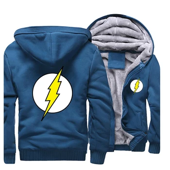 

The BIG BANG Theory Men's Thick Fleece Hoodies The flash print Sweatshirt Male Winter Jacket Men Streetwear hot sale Zip Coat