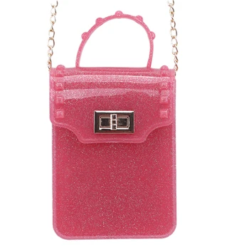 

Chain Small Square Bag Jelly Transparent Style Sequin Decoration Metal Buckle Shoulder Bag Mobile Phone Bag
