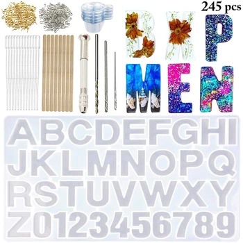 

245Pcs DIY Casting Mold Handmade Jewelry Making Tool Alphabet Letters Numbers Silicone Mould Resin Casting Mold Kit Pendant