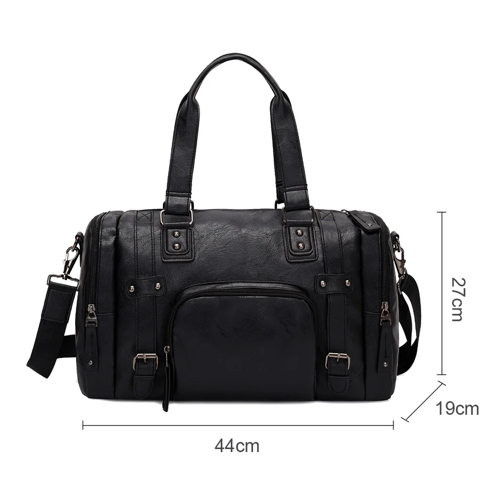 Men's Leather Travel Bag Large Duffle Business Big Fitness Shoulder Bags Carry on Weekend Handbag Luggage Pack Soft PU XA605ZC
