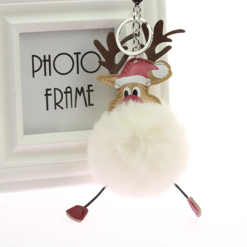 Рождественский брелок с подвеской в виде лося, брелок для волос, брелок для ключей, тонкий уникальный олень, украшение для дома, сумки, Рождественский Декор, подарок - Цвет: white