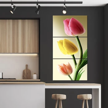 

Tulip plant pink yellow orange flower oil painting shop front home decoration decorative painting salon wall art
