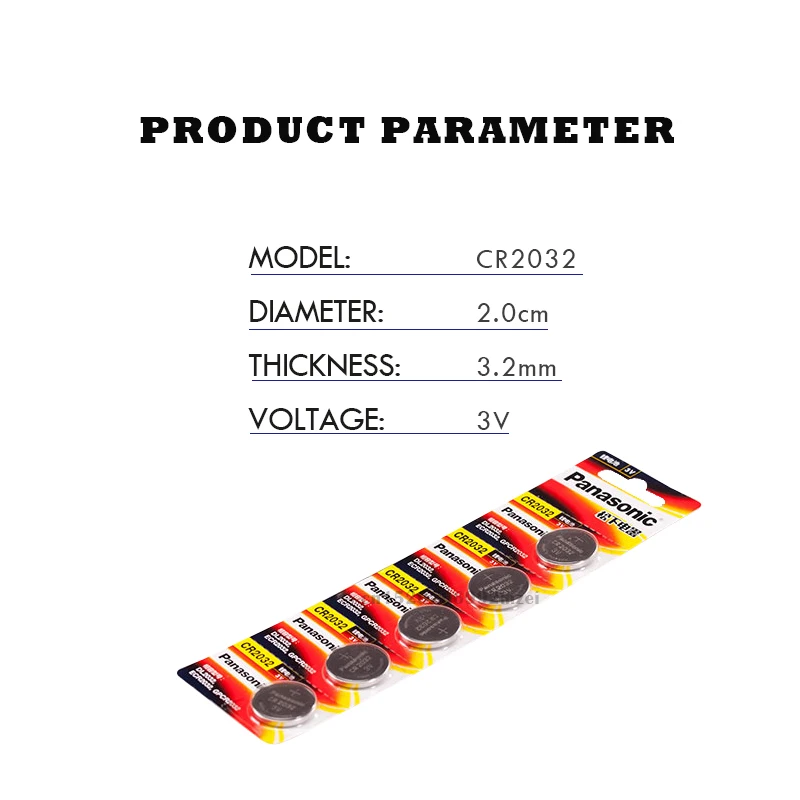 5 шт. бренд Новая батарея для цифрового фотоаппарата PANASONIC cr2032 3v кнопочная ячейка батарейки-таблетки для мобильного часо-компьютер cr 2032