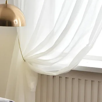 

Tulle Curtain Polyester&Linen Sheer Curtains Living Roon Curtain Window Treatment Solid Tulles for Kitchen