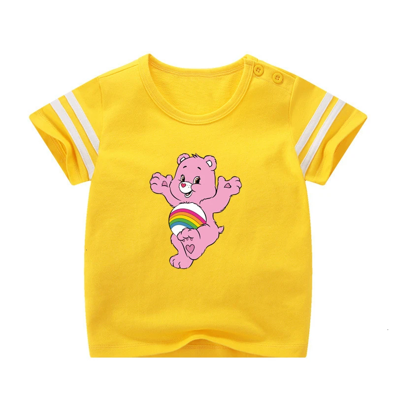 Для мальчиков или девочек, Care Bears с персонажами из мультфильмов, детская спортивная футболка из натуральной детская футболка для маленьких мальчиков летние топы с рисунком из аниме cartoonTees - Цвет: as picture