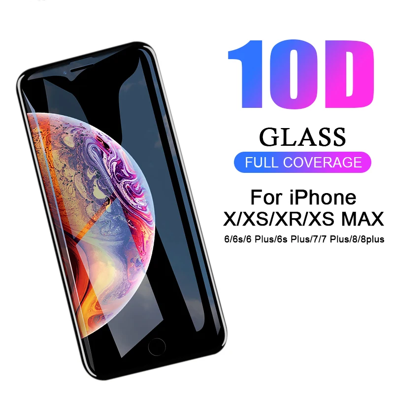 10D Полноразмерное закаленное стекло для iPhone 6s 7 8 Plus XR XS Max X 10 защитное Iphoen SX RX