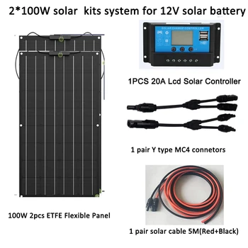 

Black 100w ETFE flexible solar panel, semi-flexible solar panels made of ETFE material 12V Battery Power Charger