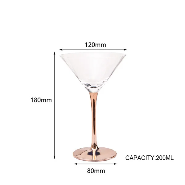 Cocktail glass Роскошные хрустальные бокалы, бокал для вина, гальваническое покрытие из розового золота, не содержит свинец, бокал для сока, коктейля, шампанского, бокал для вечеринок, барная посуда - Цвет: Cocktail glass
