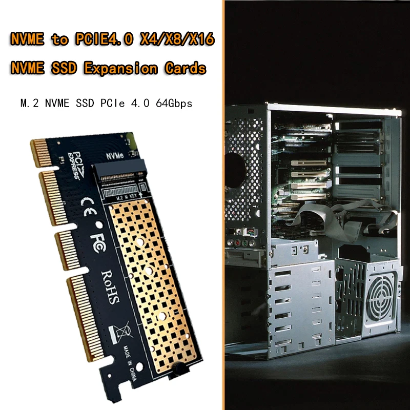PICE to M2 어댑터 NVMe SSD NGFF PCIE M2 라이저 카드 어댑터 64Gb PCI Express 4.0 X4 X8 X16 지원 2230 2242 2260 2280 m.2 NVME