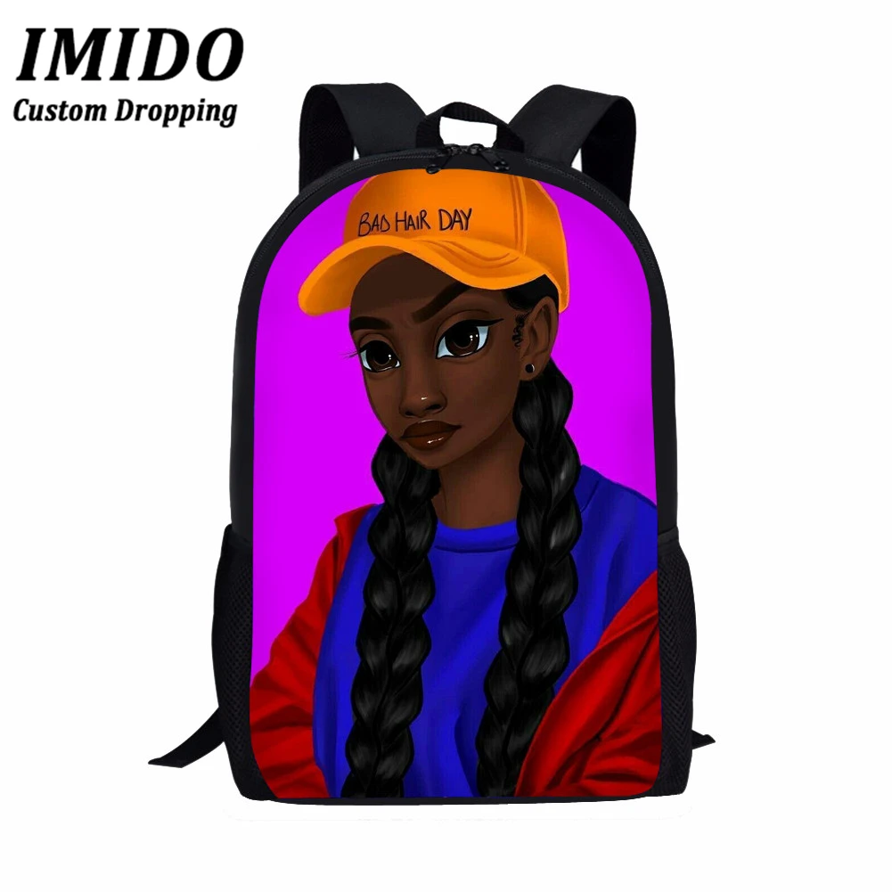 IMIDO Kawaii рюкзак для девочек, художественный черный, для девушек, с принтом, для американского студента, сумка для книг, сумка для подростков, женская сумка для спины, Plecak Damski - Цвет: WLL3495C
