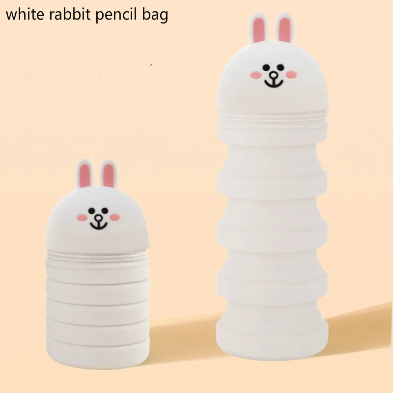 Косметичка с мультяшным Кроликом, силиконовый чехол-карандаш Kwaii для девочек, пенал, канцелярский чехол-карандаш, милые школьные принадлежности - Цвет: longpencilcase