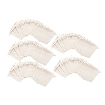 

50PS Cotton Bags Cotton Muslin Bags Drawstring Muslin Bag for Wedding Party Favor and DIY Craft (5X7 Inch)