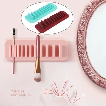 

Silicone Makeup Brush Storage Rack Organizer Automatic Adsorption Toothbrush Holder Tool Cosmetic Brush Bag Brushes Make Up Tool