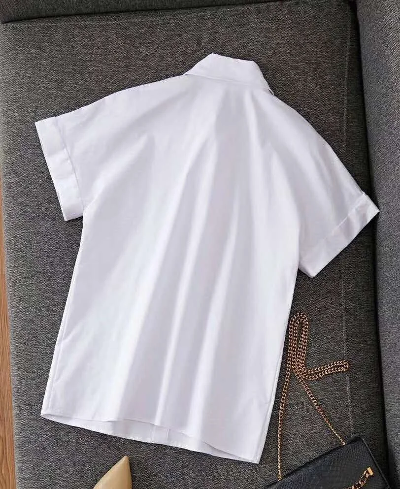 2020 Summer Fashion White Shirts Women Turn-down Collar Short Sleeve Button Down Casual Cotton Blouses Ladies Work Tops Blusa | Женская