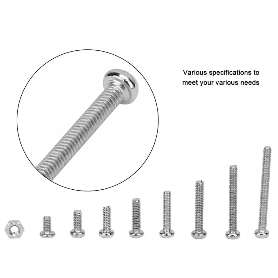 

Metric Screw Assortment 1000pcs M2 Carbon Steel Pan Head Machine Screw Countersunk Screws Assortment Kit Screw Nut