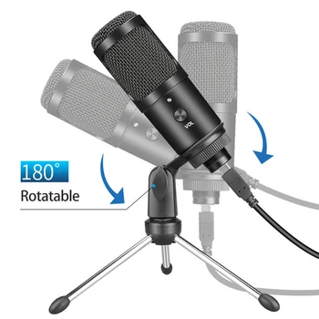 

Interview USB Charging Tripod Stand KTV Stereo Studio Recording Musical Instrument Broadcast Condenser Microphone Set Conference