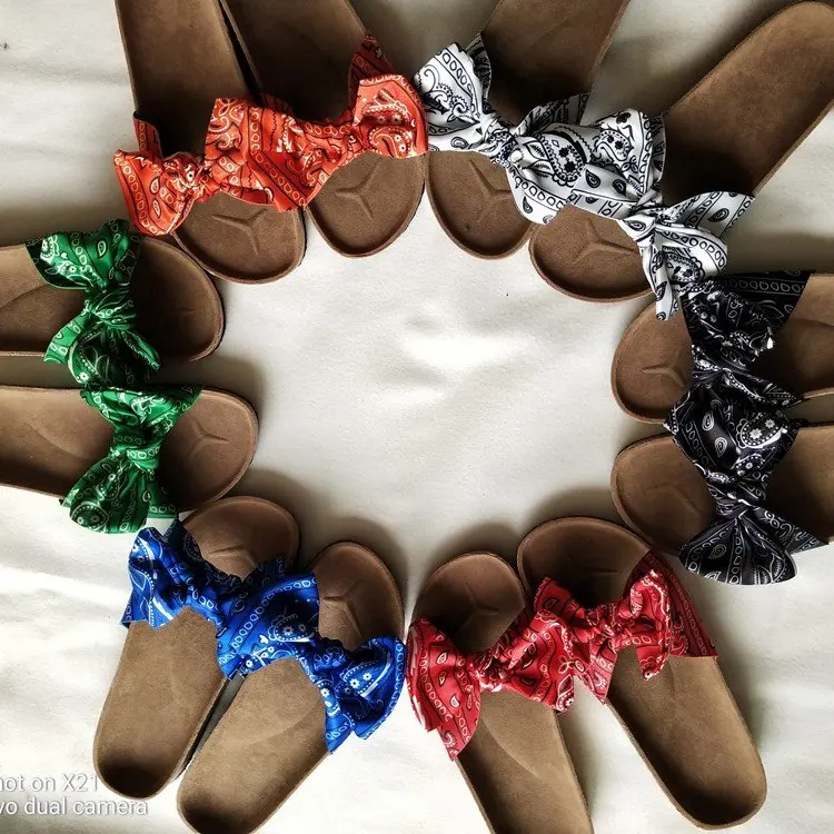 

Sandalias Mujer 2020 Summer Slippers Woman Slip On Sandals Bow Flat Hemp Linen Casual Slides Espadrille Shoes Open Toe Platform