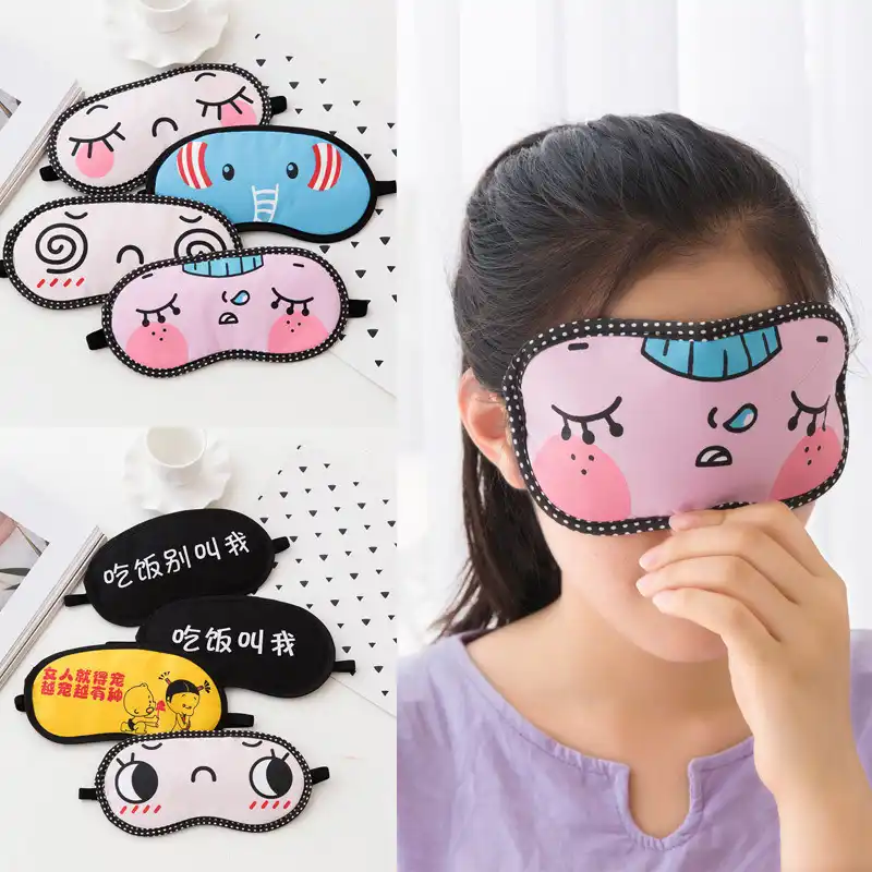 Sleeping Mask Cute Cotton Cartoon Eye Cover Sleep Mask Funny Anime Eyepatch Travel Relax Eye Band Sleeping Only A Blindfolds Aliexpress