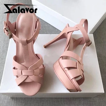 

ZALAVOR Real Leather Women Sandals High Heels Brand New Designer Shoes For Women Sexy Platform Office Footwear Size 34-41