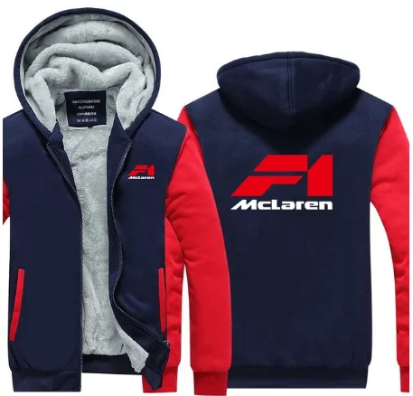 New Winter Fleece Hoodies men Zipper for Mclaren sweatshirt Casual coat male Thicken jackets Tops f