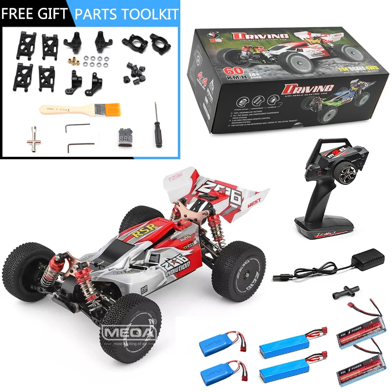 Wltoys 144001 4WD 60Km/H With Free Parts Kit High Speed Racing 1/14 2.4GHz RC Car Brushed Motor Off-Road Drift | Игрушки и хобби