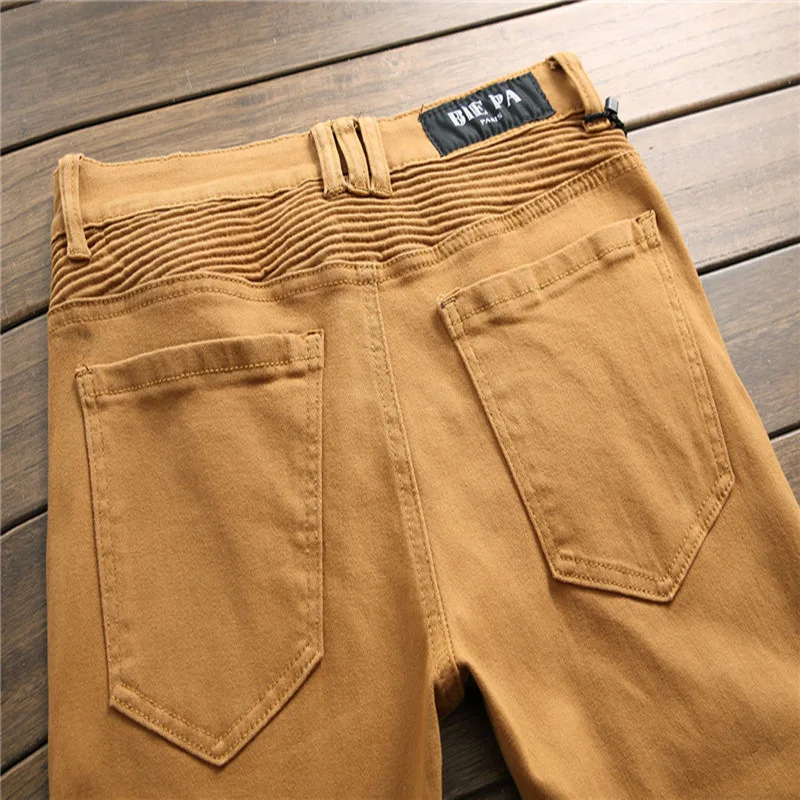 Men's Jeans Zipper Decoration Washed Denim Trousers Fashion Slim Slim Straight Leg Pants 2020 Street Casual Streetwear