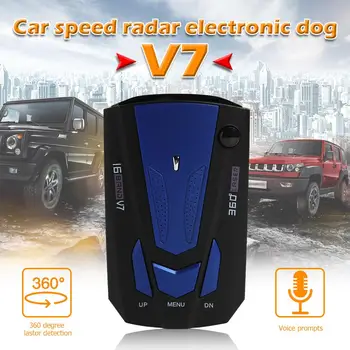

Vehicle Radar Detector 360 Degree Vehicle V7 Control Speed Voice Alert Alarm Warning 16 Band LED Display English Russian Auto