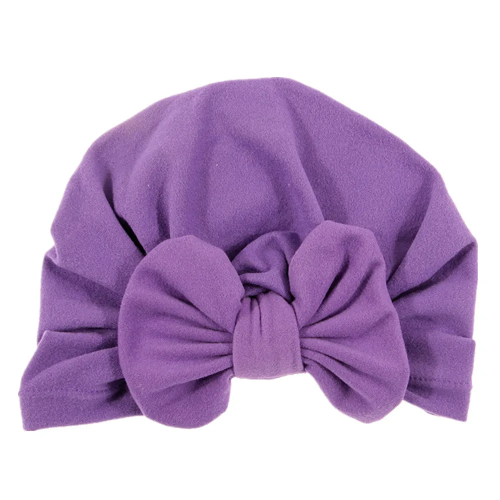 Nishine детская шапочка-тюрбан с бантом Детские шапки Хлопок Смесь шапка для новорожденного Топ узел шапки Дети реквизит для фотосессии подарок для ребенка - Цвет: 32baby purple
