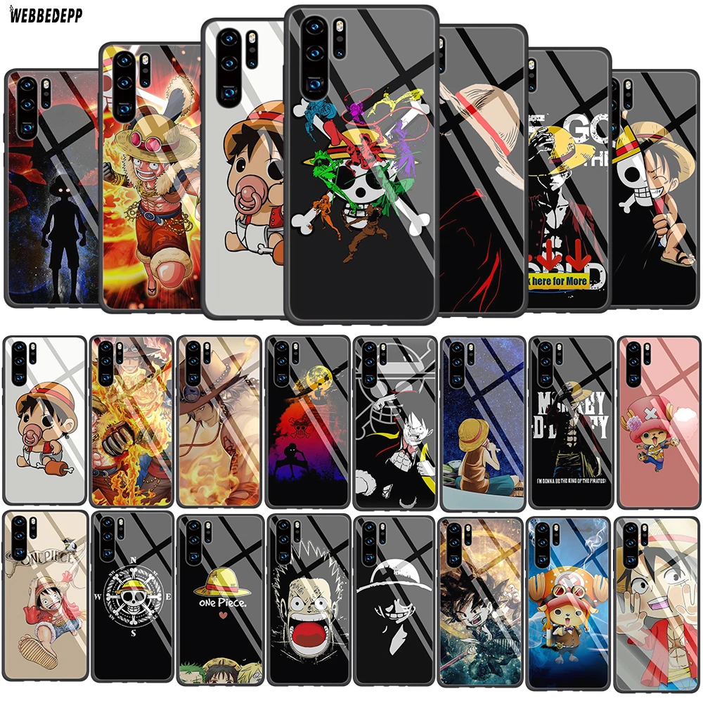 

ONE PIECE Monkey D Luffy Tempered Glass Soft Case for Huawei Honor 8x 9 Mate 20 P10 P20 P30 Lite Pro P Smart Cover