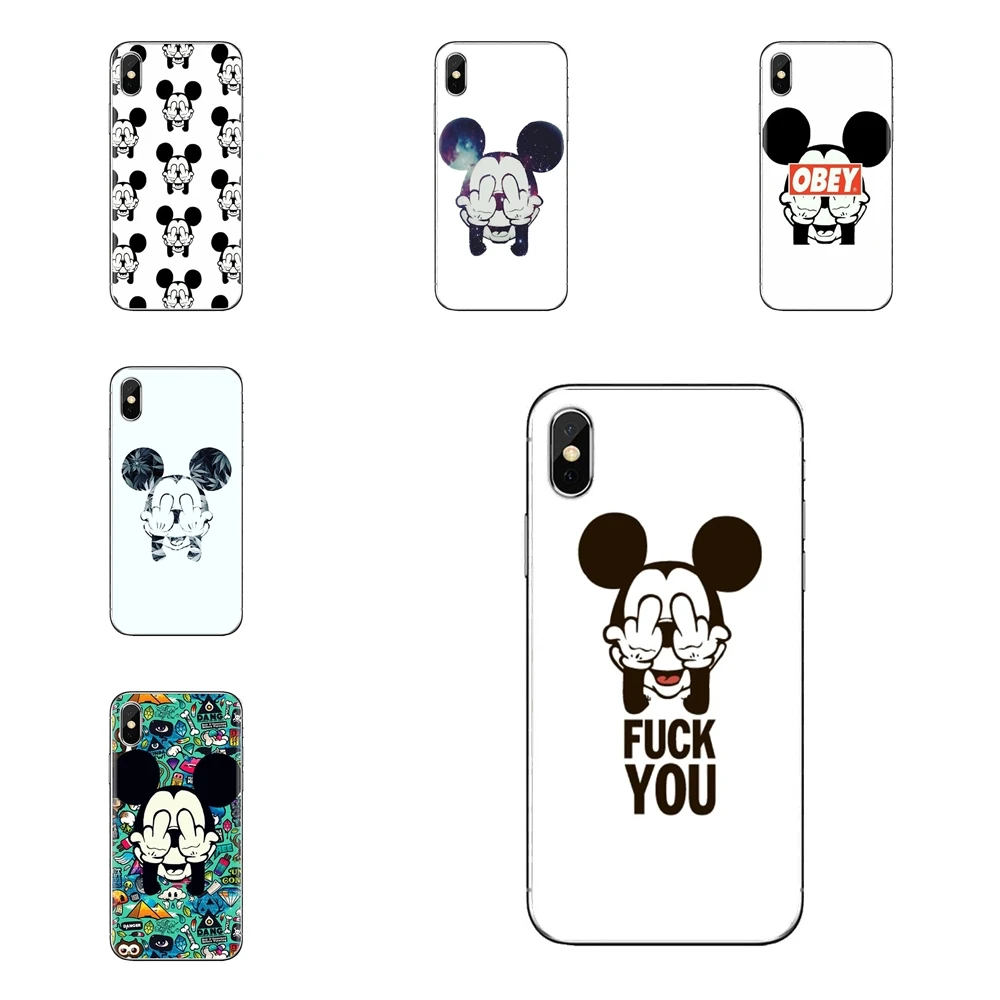 

For Xiaomi Redmi 4A S2 Note 3 3S 4 4X 5 Plus 6 7 6A Pro Pocophone F1 Transparent TPU Case Cover bad mickey mouse Pattern Collage