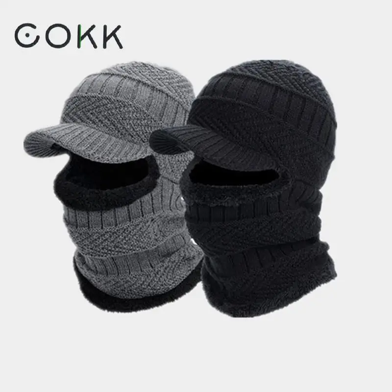 COKK Skullies Beanies, мужская вязаная шапка, мужская шапка плюс Gorras Bonnet, теплые толстые зимние головные уборы для мужчин и женщин, бини, эластичная шапка