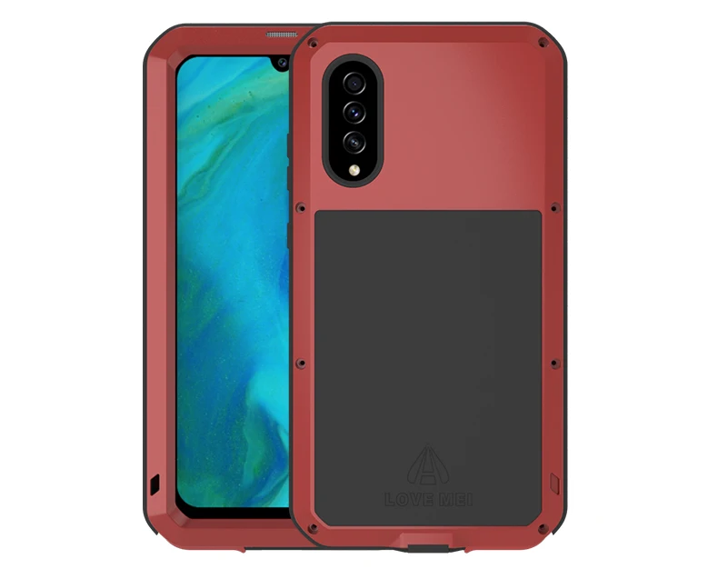 Для samsung Galaxy A70s чехол Love Mei ударопрочный грязезащитный водостойкий металлический защитный чехол для телефона для samsung Galaxy A70s - Цвет: Красный