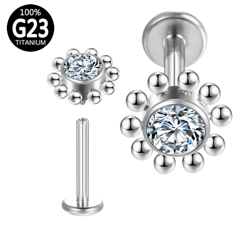 Limerencia Piercing In Titanio 18G, Labret Per Labbro, Elice, Naso E Cartilagine, Con Aste 6/8/10mm - Foto 3